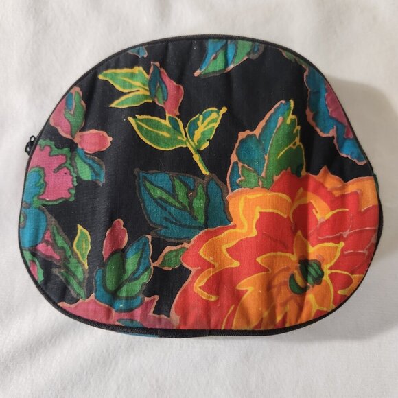 Vintage Oscar de la Renta Floral Print Zip Close Travel Toiletry Cosmetic Bag - Picture 2 of 12